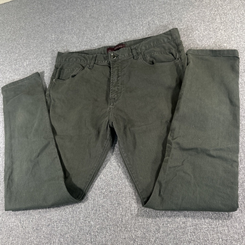 ZARA MAN Olive Green Slim Fit Pants Mens 36 Chinos Casual Stretch Luxury Buttons
